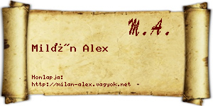 Milán Alex névjegykártya